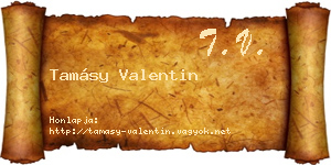 Tamásy Valentin névjegykártya